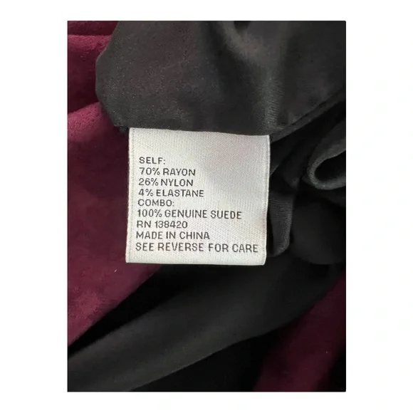 π EUC PER SE Deep Plum Suede & Stretch Long Sleeve Dress | Size 2 - Picture 7 of 8